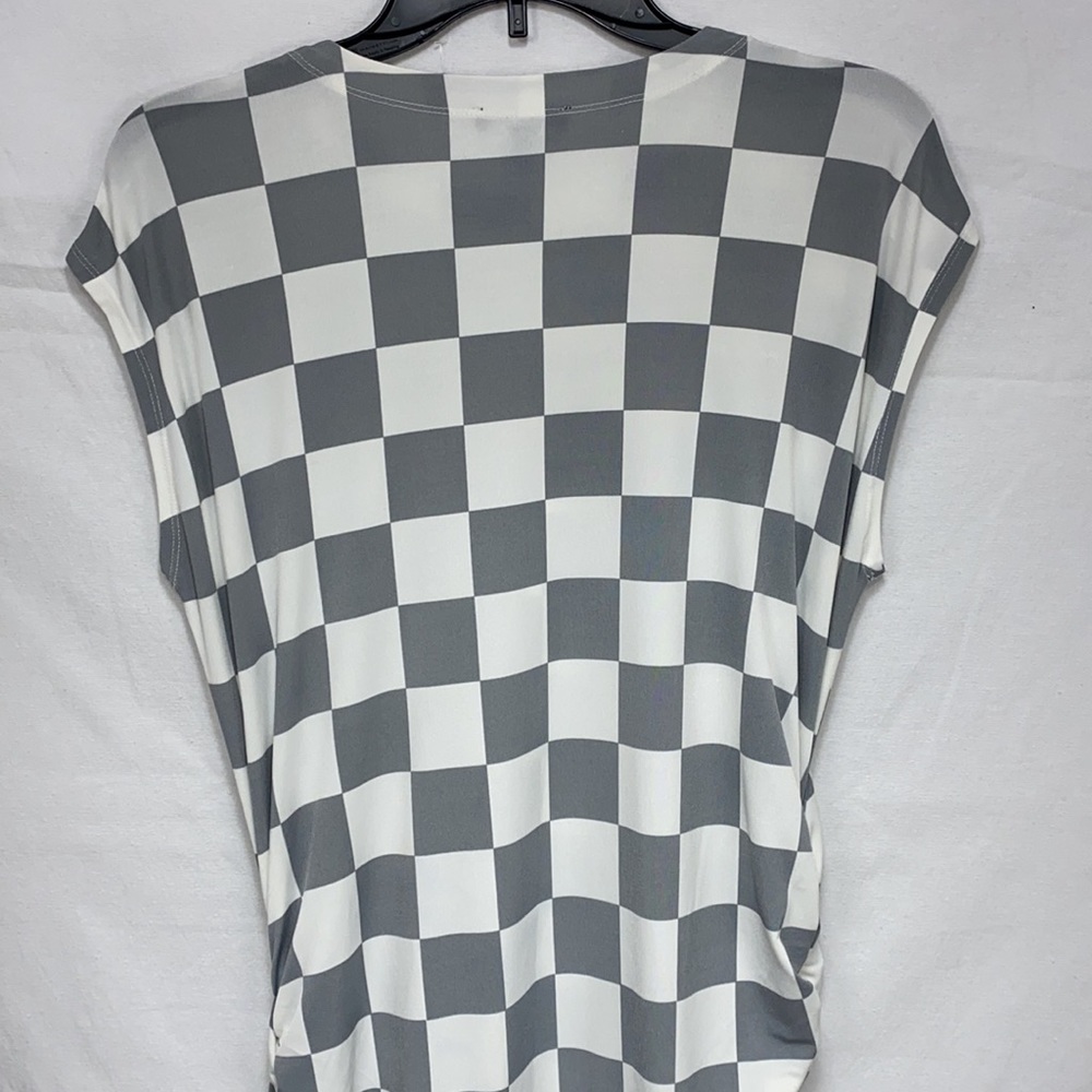 Kenneth Cole Medium Ruched Side Checker Long Dress - Picture 5 of 11